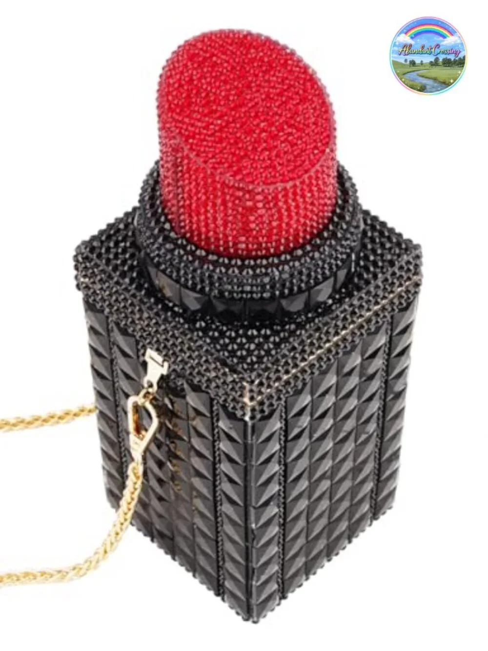 Rhinestone Crystal Lipstick Shape Evening Bag Clutch Sparkly Banquet Handbag
